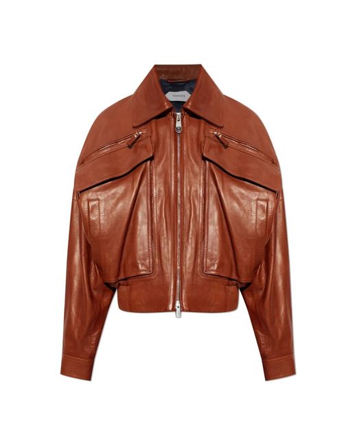 Leather Jackets Versace de color Brown