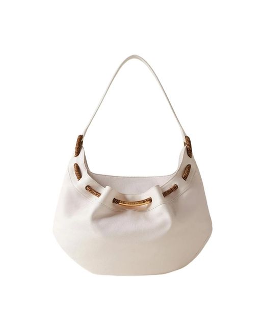 Borbonese Natural Leder Hobo Schultertasche Mit Wildleder Details