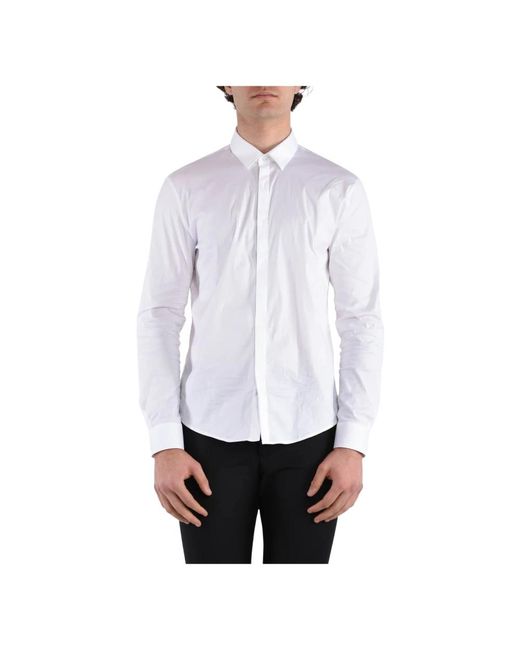 Camicia slim fit in popeline elasticizzata di Patrizia Pepe in White da Uomo