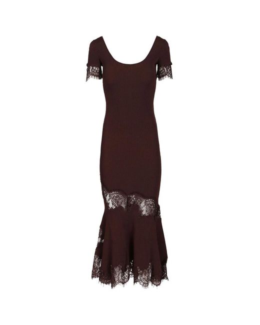 Self-Portrait Brown Knitted Dresses