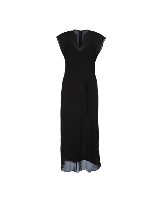 Calvin Klein Black Durchsichtiges Georgette Midi Kleid