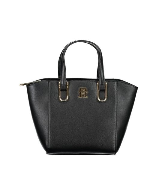 Tommy Hilfiger Black Schwarze Handtasche Mit Verstellbarem Schulterriemen