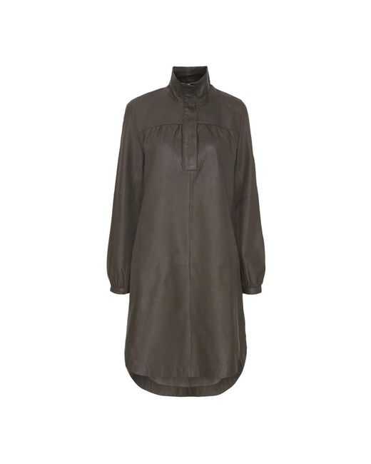 Notyz Kleedjes ,Groen ,Leer Polo Dress Skind 11181 in het Gray