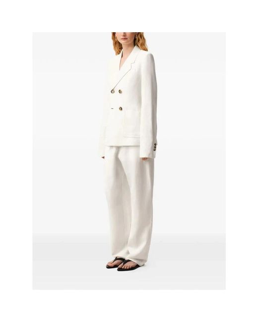 AMI Double Breasted Bar Jacket With Patch Pockets in het White