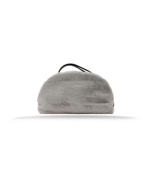 Borbonese Gray Lederhandtasche Mit Reißverschluss