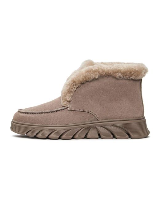 CESARE GASPARI Brown Taupe Lammfell-Gefütterte Knöchelstiefel Adriana