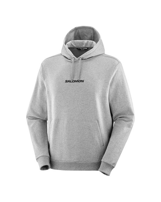 Salomon Heather grey logo pull over hoody in Gray für Herren