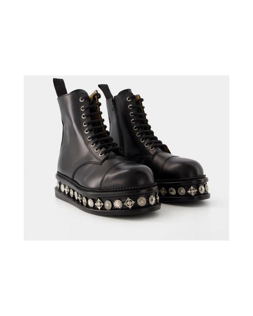 Toga Black Lace-Up Boots