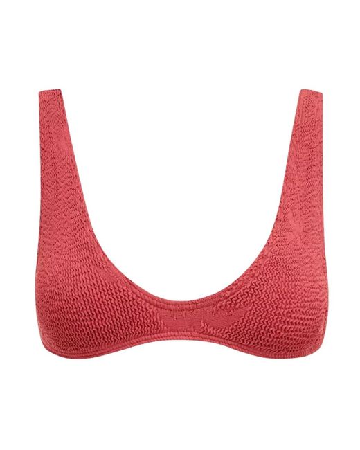 Bondeye Badmode ,Rood ,Nylon Rode Palmprint Bikini Top in het Red