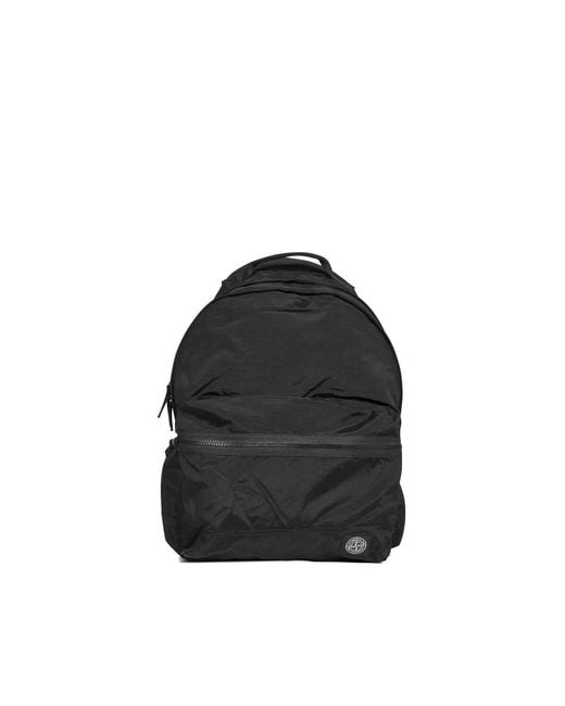 Stone Island Black Mini Front Zip Pocket Utility Backpack for men