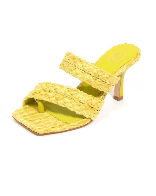 Ash Yellow Heeled Mules