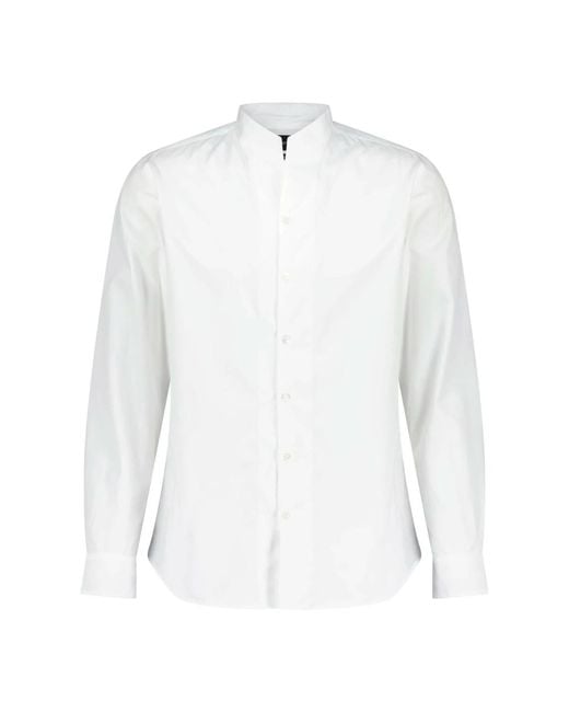Emporio Armani Stilvolles baumwollhemd mit leichtem kragen in White für Herren