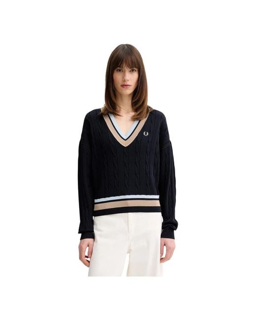 Fred Perry V-Neck Truien in het Black