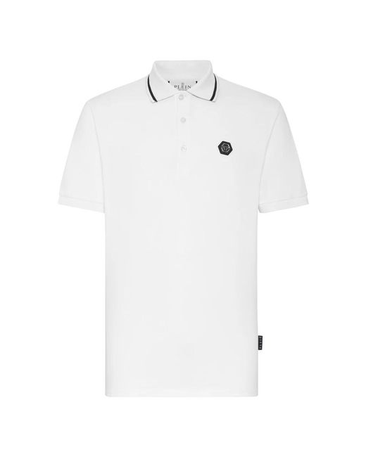 Philipp Plein Tops ,Wit ,Katoen Slim Fit Polo Shirt Ss Paisley Strass in het White voor heren