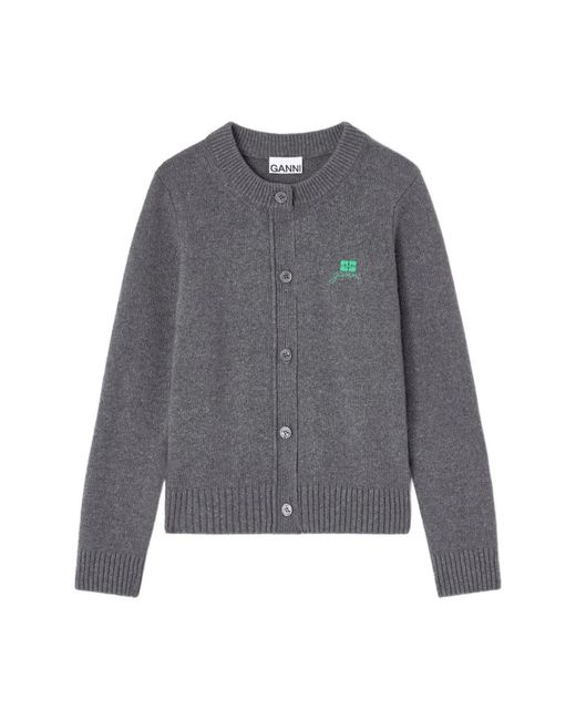 Ganni Truien & Vesten ,Grijs ,Wol Wollen Mix Vest in het Gray