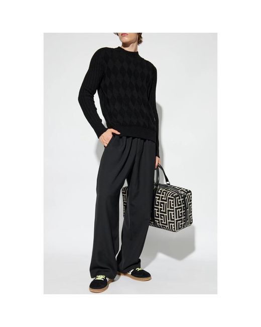 Balmain Black Sweater With Logo Patch for men