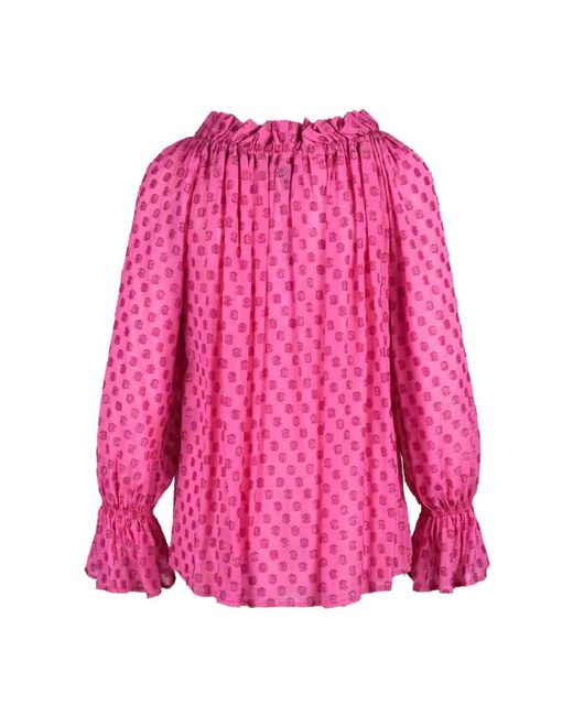 L'Autre Chose Overhemden ,Roze ,Metallic Viscose Blouse in het Pink