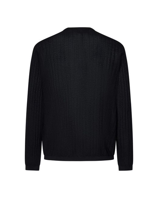 Emporio Armani Blue Round-Neck Knitwear for men