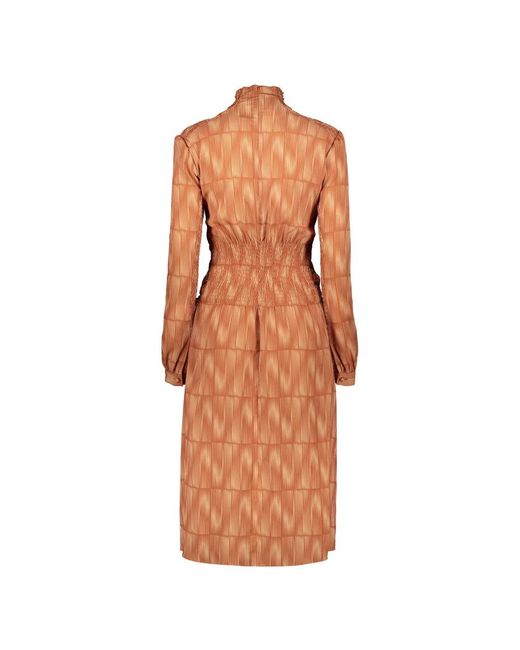 Low Classic Kleedjes ,Bruin ,Polyester Elegante Gedrukte Jurk Met Opstaande Kraag in het Brown