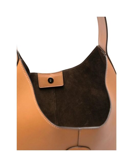 Tod's Brown Braune leder-schultertasche mit abnehmbarer tasche