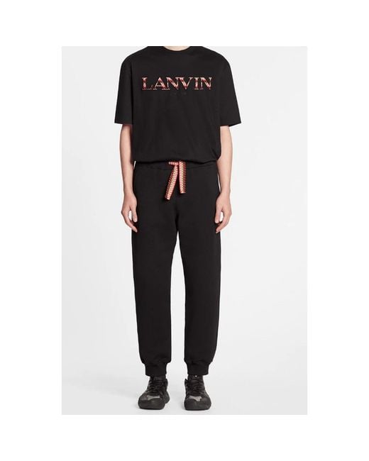 Lanvin Broeken ,Zwart ,Katoen Cotton Jogging Curb Trainingsbroeken in het Blue voor heren