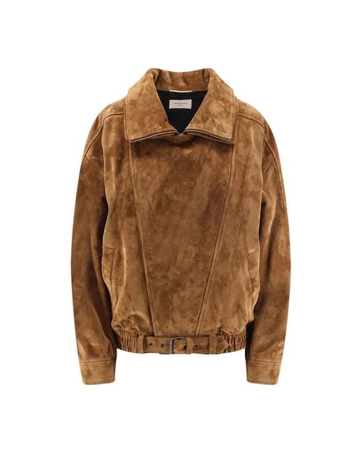 Leather Jackets Saint Laurent de color Brown