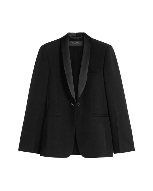 Max Mara Jassen ,Zwart ,Wol Pianoforte Jacket in het Black