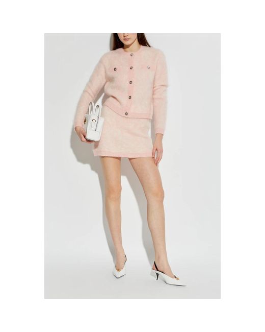 Versace Truien & Vesten ,Roze ,Wol Jacquard Mohair Gebreid Vest in het Pink