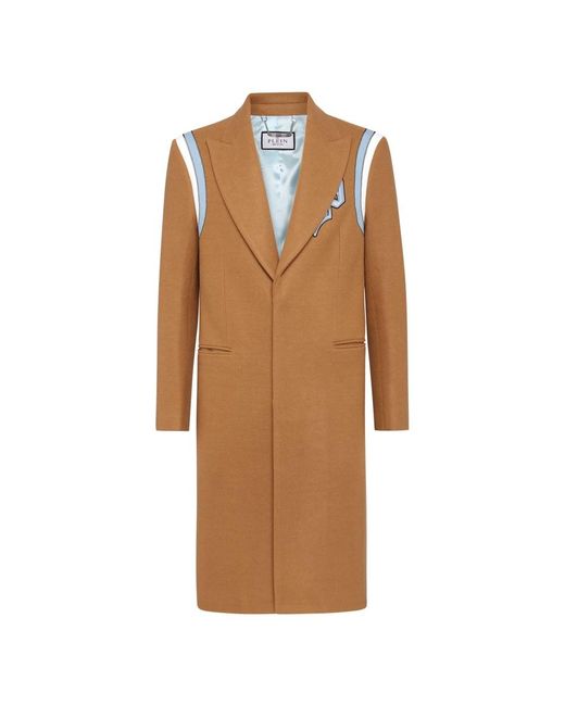 Philipp Plein Jassen ,Wol Wool Long Coat Gothic Plein in het Brown voor heren