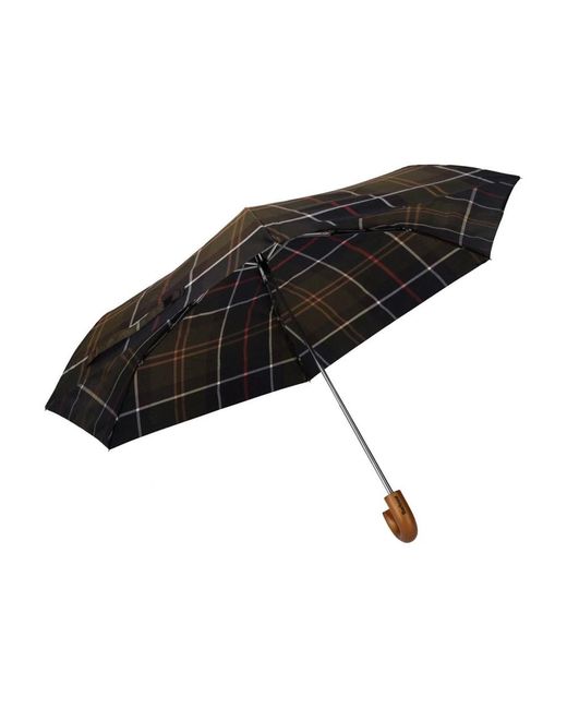 Barbour Accessoires ,Blauw ,Nylon Tartan Mini Paraplu Met Houten Handvat in het Black
