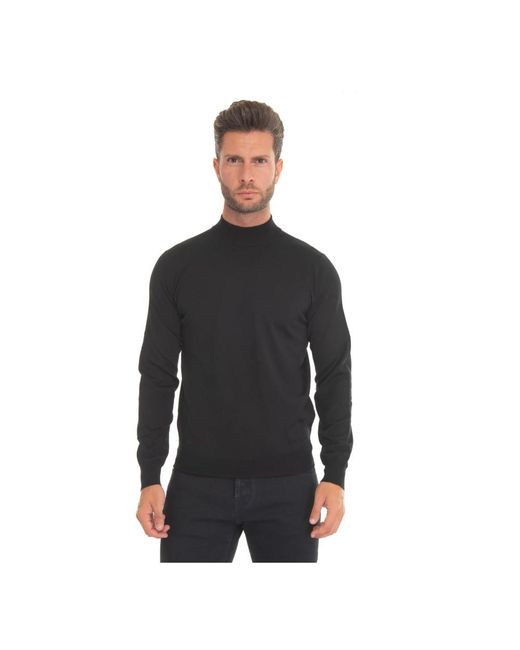 hindustrie Truien & Vesten ,Zwart ,Wol Slim Fit Wollen Trui Gemaakt in het Black voor heren