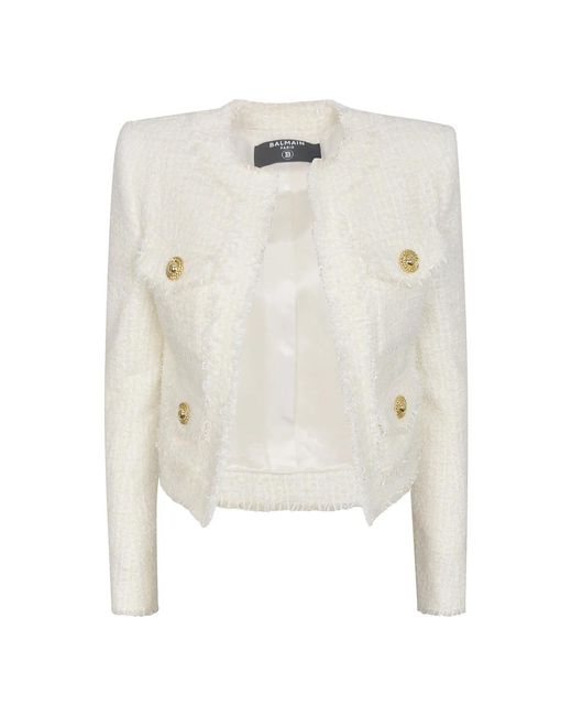 Balmain White Tweed Jackets