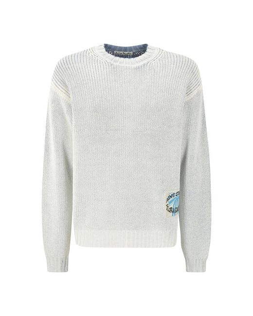 Acne Gray Round-Neck Knitwear for men