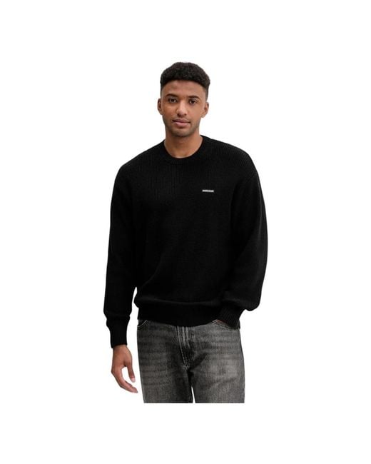 Guess Black Round-Neck Knitwear for men