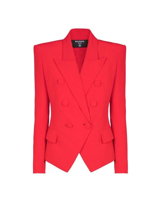 Balmain Red Taillierte jacke mit sechs knöpfen aus crêpe