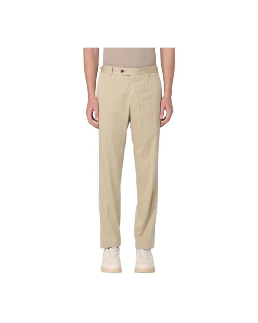 PT Torino Rechte Pijp Gabardine Broek in het Natural voor heren