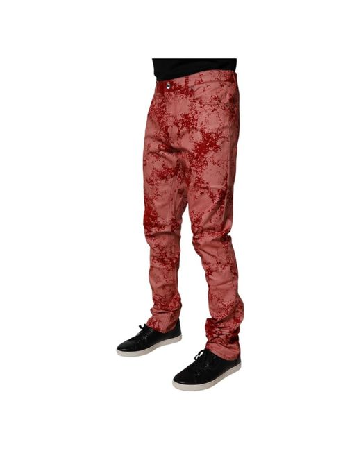 Dolce & Gabbana Red Slim-Fit Jeans for men