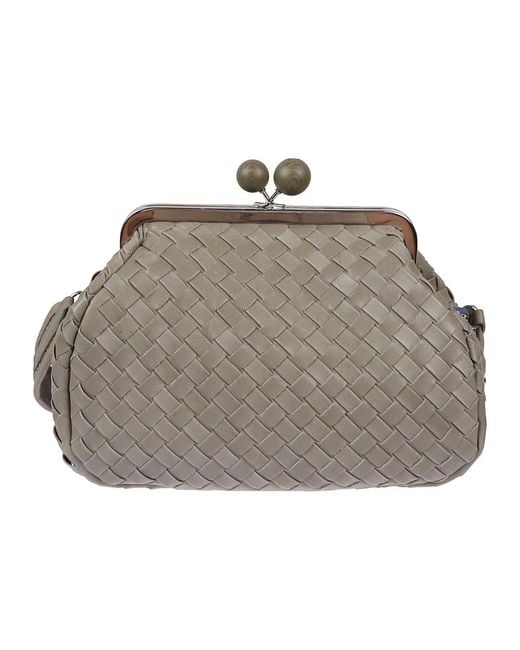 Weekend by Maxmara Gevlochten Leren Clutch Tas Hazelnoot in het Gray