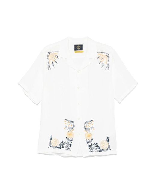 Portuguese Flannel White Short Sleeve Shirts for men