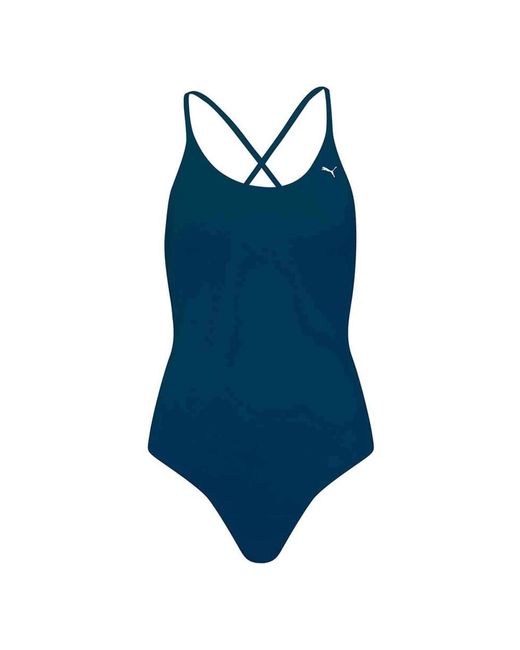 PUMA Badmode ,Blauw ,V-Neck Crossback Badpak in het Blue