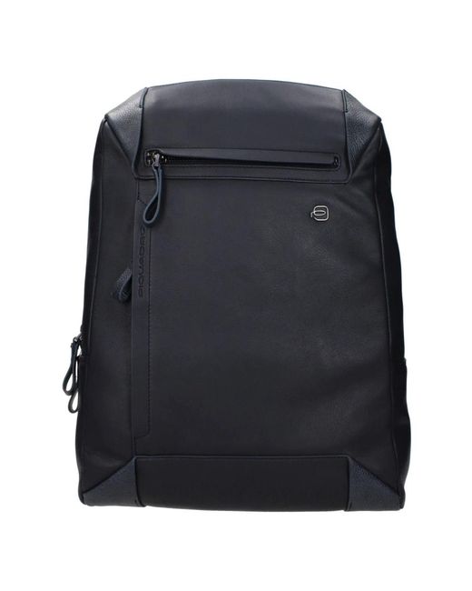 Piquadro Blauer Lederrucksack in Black für Herren