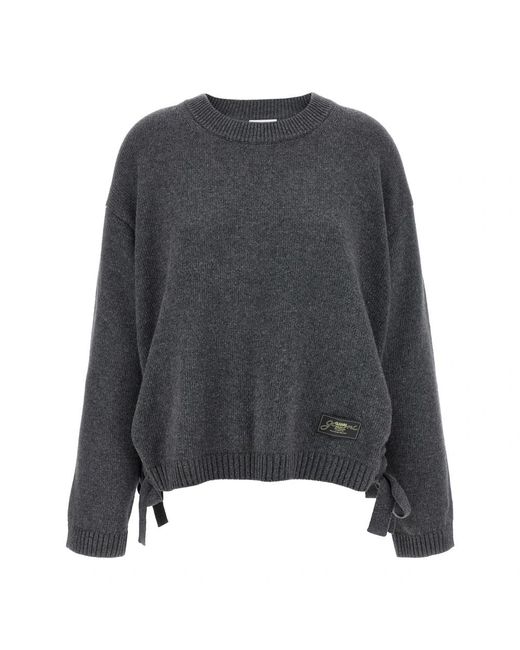 Ganni Gray Round-Neck Knitwear