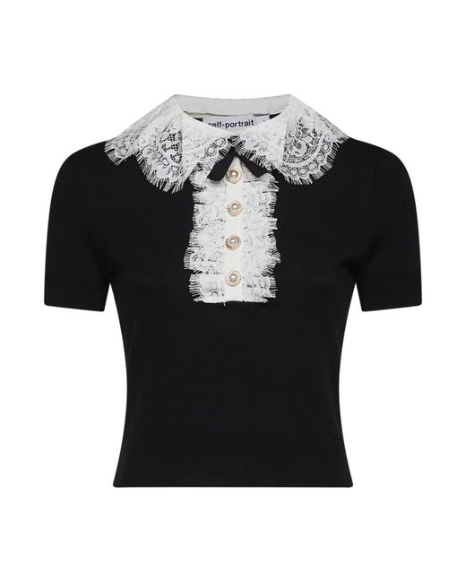 Self-Portrait Black Polo Shirts