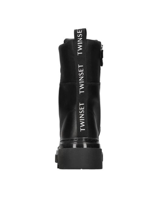 Twinset Black Lace-Up Boots
