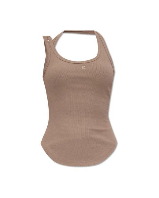 Courreges Brown Geripptes Oberteil