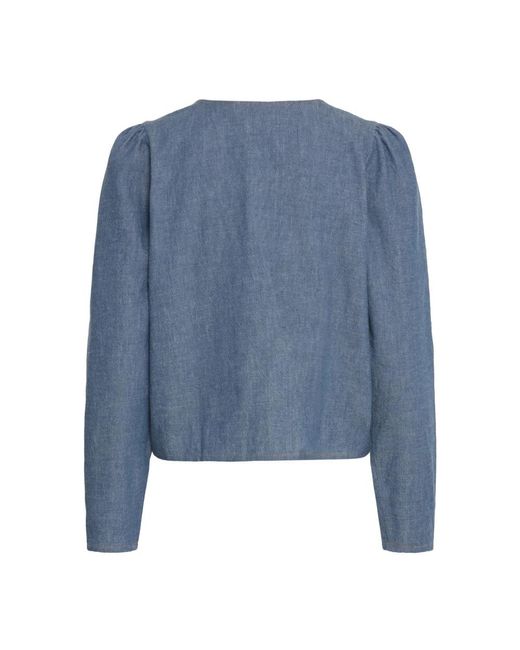 Ichi Jassen ,Blauw ,Denim Ihosana Ls Bluser in het Blue