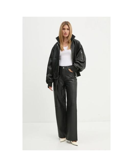 Won Hundred Leren Broek in het Black
