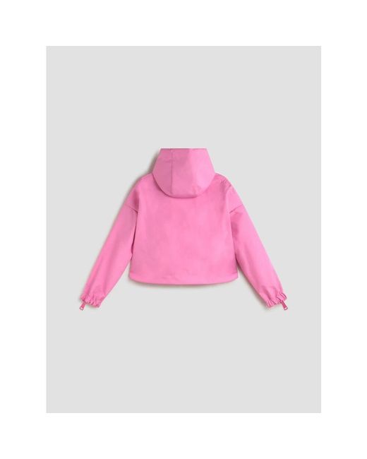 Khrisjoy Pink Moderne windbreaker jacke mit verstellbarer kapuze