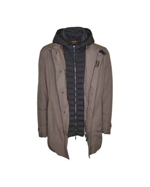 Moorer Waterproof Down Coat With Removable Quilted Bib in het Gray voor heren