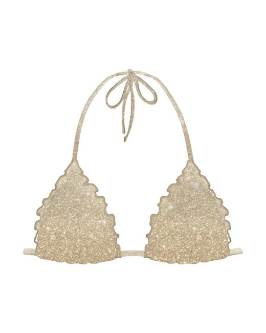 Mc2 Saint Barth Badmode ,Geel ,Lurex Driehoek Bikini Top in het Natural